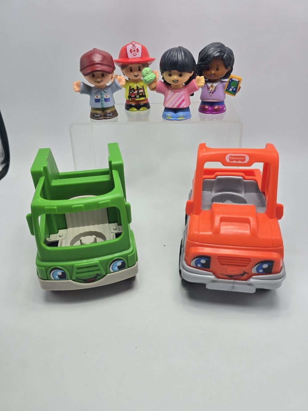 fisher price little people and cars garbage pickup trucks